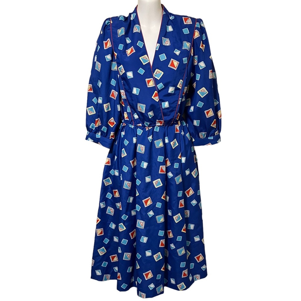 Vintage Leslie Fay Blue Block Dress